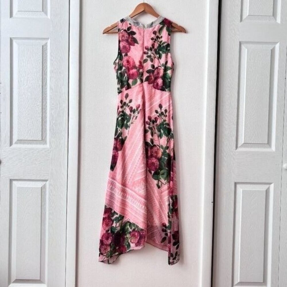 Anthropologie Pankaj & Nidhi Butterfly Garden Midi Dress w/ Beaded Collar - Picture 10 of 11